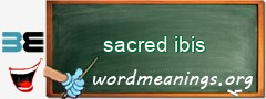 WordMeaning blackboard for sacred ibis